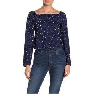 Elodie Long Sleeve Smocked Back Dotted Blouse